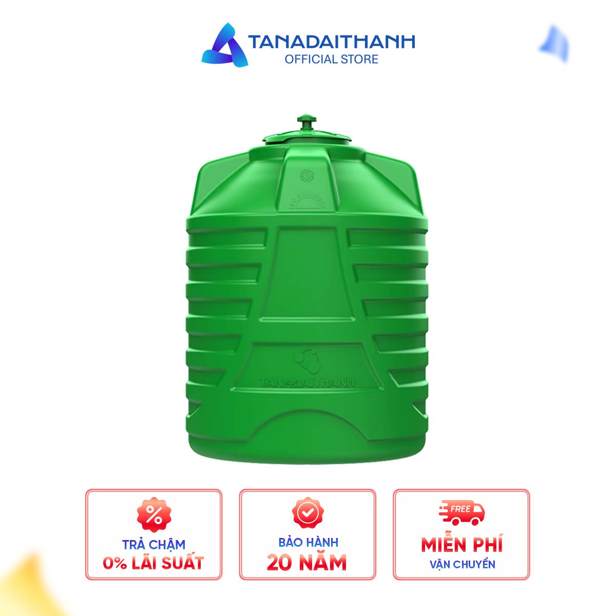 Bồn Nước Nhựa Đại Thành Plasman 1500L Đứng - Nhựa HDPE 6 Lớp Siêu Bền - Chống Tia UV & Kháng Khuẩn - Xanh